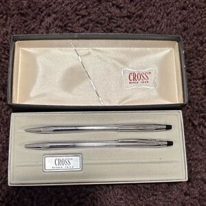 VINTAGE CROSS CHROME 3501 SET BALL PEN & PENCIL  IN ORIGINAL BOXES